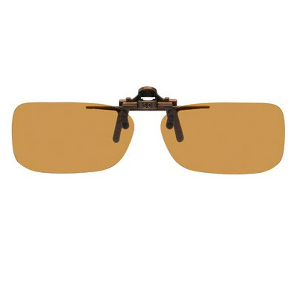 Shade Control Polarized Brown Clip on Flip up Sunglasses, Narrow