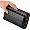 thumbnail image 2 of Business Men's Clutch Bag High Capacity Leather Wallet Double Zipper Long Purse, 2 of 4