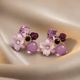 thumbnail image 7 of Grandest Birch 6 Pair Exquisite Charming Women Earrings Gift Rhinestone Purple Flower Stud Earrings Jewelry Accessory,Purple, 7 of 7