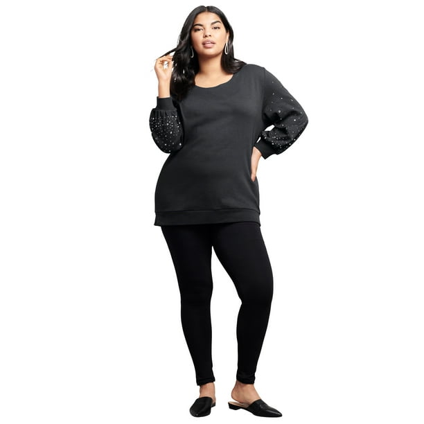 Roaman's - Roaman's Women's Plus Size Embellished Sweatshirt Tunic ...