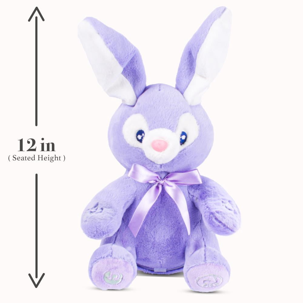 Bella Stuffed Bunny Toy - Animated Interactive Baby Bunny with Peek-a-Boo Feature and Singing Songs - Perfect Baby Plush Toy Gift for Ages 0-2, Purple (Set of 2, Purple) by Dimple