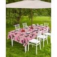 thumbnail image 4 of Boanket Outdoor Tablecloth with Umbrella Hole for Patio/Picnic/Party/Camping, Pink Dog Christmas Waterproof Table Cloth Rectangle Table Cover Washable, Xmas Snowflake (60"x 120"), 4 of 7