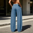 thumbnail image 6 of HomeDM Women's Pants Wide Leg Sweatpants with Pockets Blue Loose Drawstring Lounge Trousers for Athletic Work Size XL, 6 of 8