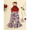 thumbnail image 2 of Arvbitana Baby Girls Valentine's Day Outfits Solid Color Ribbed Lacing Tasseled Vest + Heart Print Flare Pants Summer Casual Sweet for Infant 2Pcs 3-24M, 2 of 9
