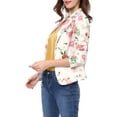 thumbnail image 4 of Blazer ajustado para mujer INSPIRE CHIC con solapa de muesca, chaqueta de traje de trabajo abierta con estampado, 3XL, blanca con flores, 4 of 8