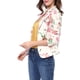 thumbnail image 4 of Blazer ajustado para mujer INSPIRE CHIC con solapa de muesca, chaqueta de traje de trabajo abierta con estampado, 3XL, blanca con flores, 4 of 8