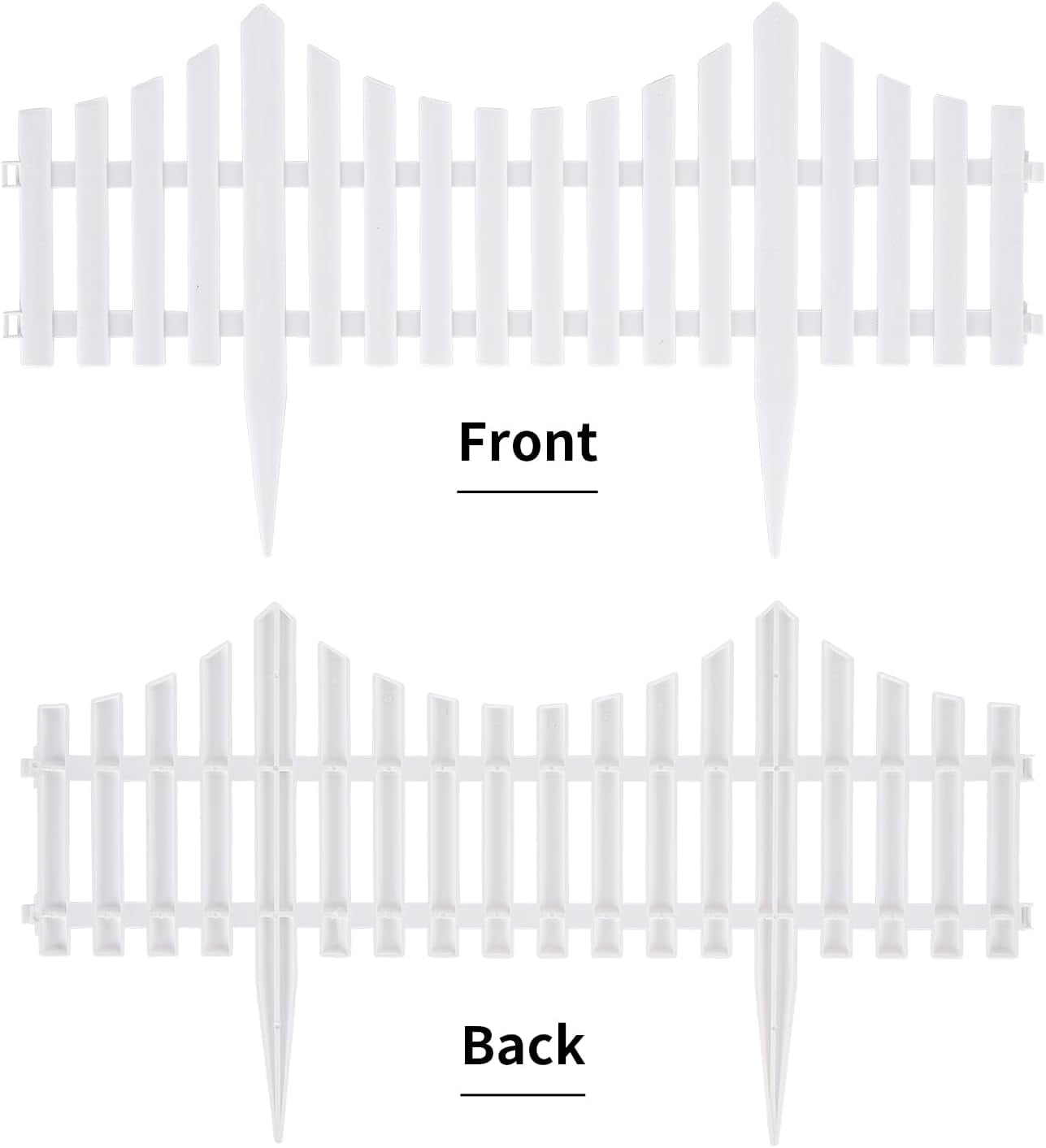 Sungmor 13 in x 24 in Vertical White Plastic Garden Border Edging, Easy Set, 4 Count