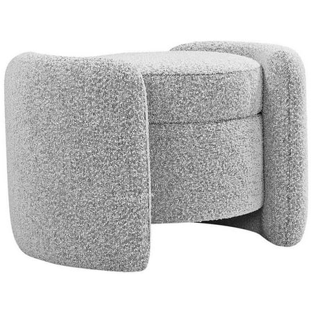 Maklaine Modern / Contemporary Rich Grey Boucle Fabric Ottoman