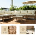 thumbnail image 5 of MaagorVita 7 Pcs Outdoor Patio Furniture Set, Modular Outdoor Sectional, Modern Rattan Wicker Sofa Set with Coffee Table and Washable Thick Cushions, Beige Cushion, 5 of 7