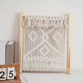 thumbnail image 4 of Stylish Decorative Magazine Rack Portable Macrames Desktop Storage Rack with Wood Frame for Books Magazines and More, 4 of 5