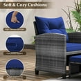 thumbnail image 2 of Gymax 5 PCS Rattan Furniture w/ 2 Ottomans & Tempered Glass Coffee Table Patio Navy, 2 of 4