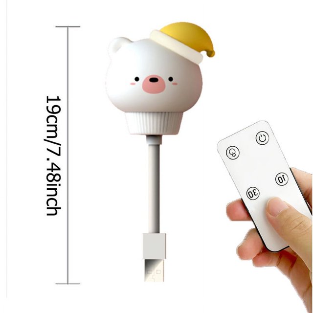 Luz de noche USB de oso, luz nocturna de dibujos animados, oso, Control remoto, luz nocturna decorativa para bebé, regalo de Navidad