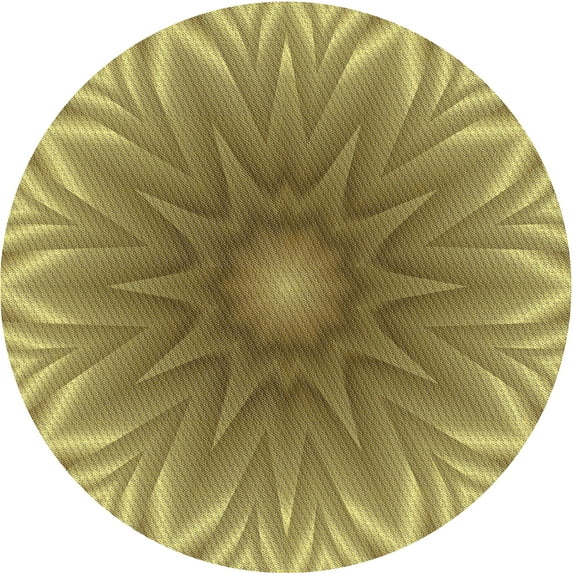 Ahgly Company Machine Washable Indoor Round Transitional Metallic Gold Area Rugs, 3' Round