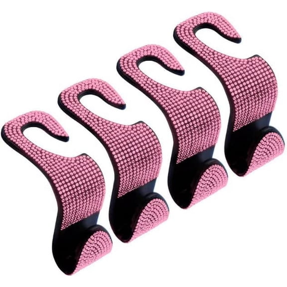 Car Purse Hook Bling Car Headrest Hook for Women Girls, 4 Packs Auto Back Seat Hangers Rear Headrest Hooks for Purse, Bag, Handbag, Grocery