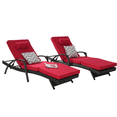 thumbnail image 3 of PAPROOS Outdoor Chaise Lounge Chair Set of 2, Rattan Patio Chaise Lounge Chair with Cushion and Arms, Modern 5-Positions Adjustable Outdoor Lounger Recliner for Poolside, Garden, Backyard, Red, 3 of 9