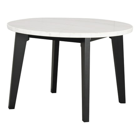 Furniture of America Dorth 45" Round Indoor Dining Table, Black and White