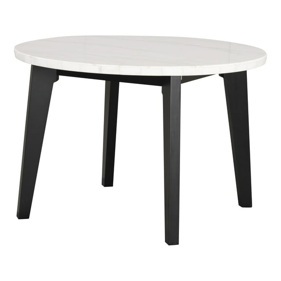 Furniture of America Dorth 45" Round Indoor Dining Table, Black and White