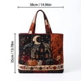 thumbnail image 2 of Ktlvex Vintage Quilted Halloween Tote Bag, Halloween Pattern Shoulder Handbag, Large Capacity Holiday Shopping Bag for Halloween Party Daily Use（B）, 2 of 4