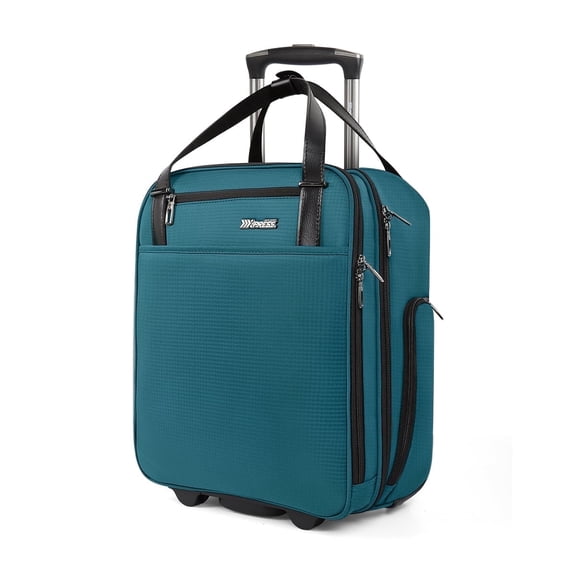 16" Underseat Carry on Luggage for Airplane, Softside Small Rolling Suitcase,Lightweight Personal Item Travel Bag, Green - XJ5011