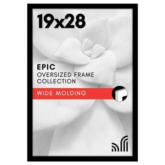 Americanflat Marco para póster de 19 x 28 con plexiglás pulido – Marco de fotos negro – Marcos de fotos anchos hechos de madera de ingeniería para exhibición de pared vertical u horizontal – Colección