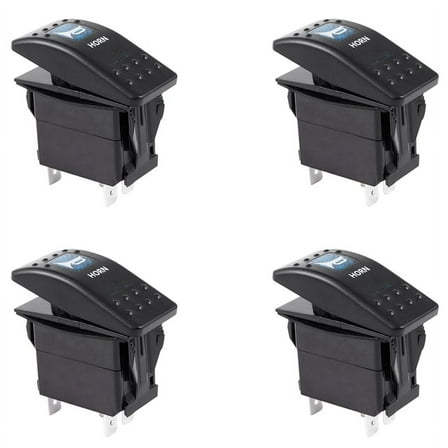 4X Blue Light Horn Pattern LED 12V/20A 24V/10A 5-Pin Rocker Toggle Switch Car Boat,4 x Rocker switch,Blue