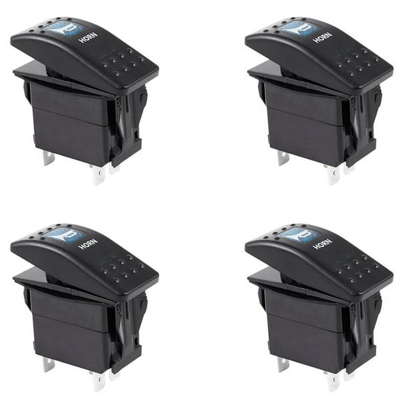 4X Blue Light Horn Pattern LED 12V/20A 24V/10A 5-Pin Rocker Toggle Switch Car Boat,4 x Rocker switch,Blue