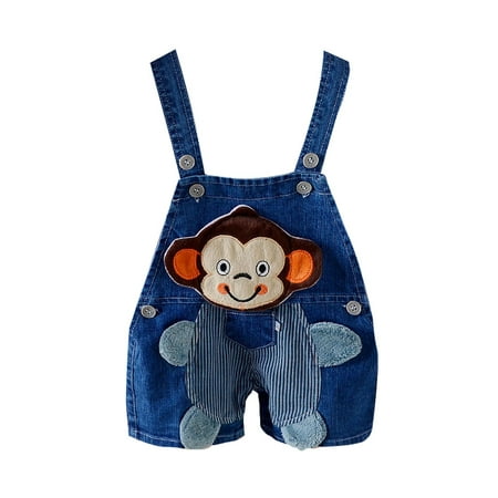

Kids Unisex Toddlers And Babies Pants Cute Pattern Printed Jean Summer Jumpsuit Monkey Outfit Suspenders Denim Clothes Dailywear Streetwear Cozy Trousers