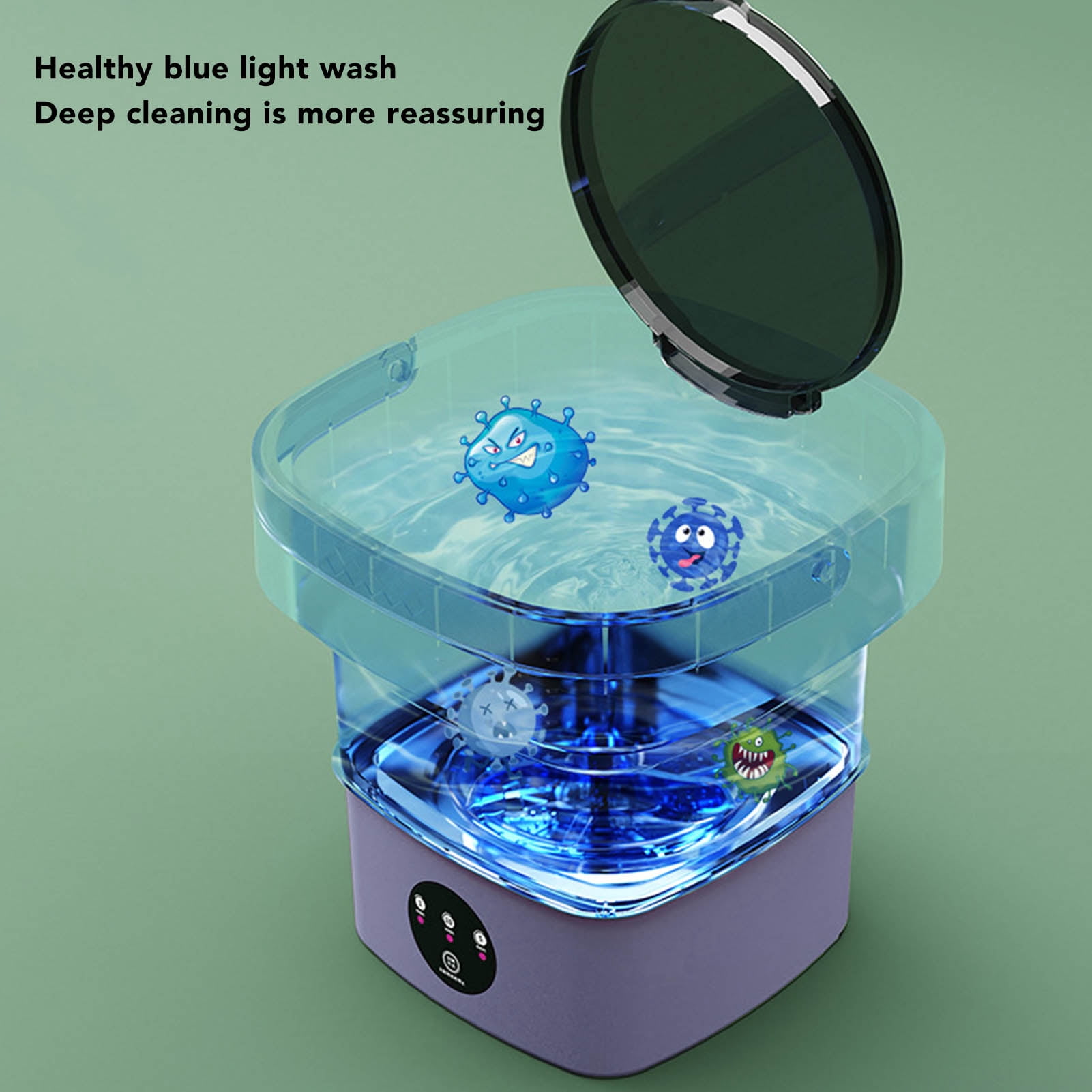 6.5L Washing Machine Folding Portable Automatic Deep Cleaning Wash and Spin Dry Washer with Water Tube 100‑240V for Camping, RV, Travel, Small Spaces, Lightweight[A]