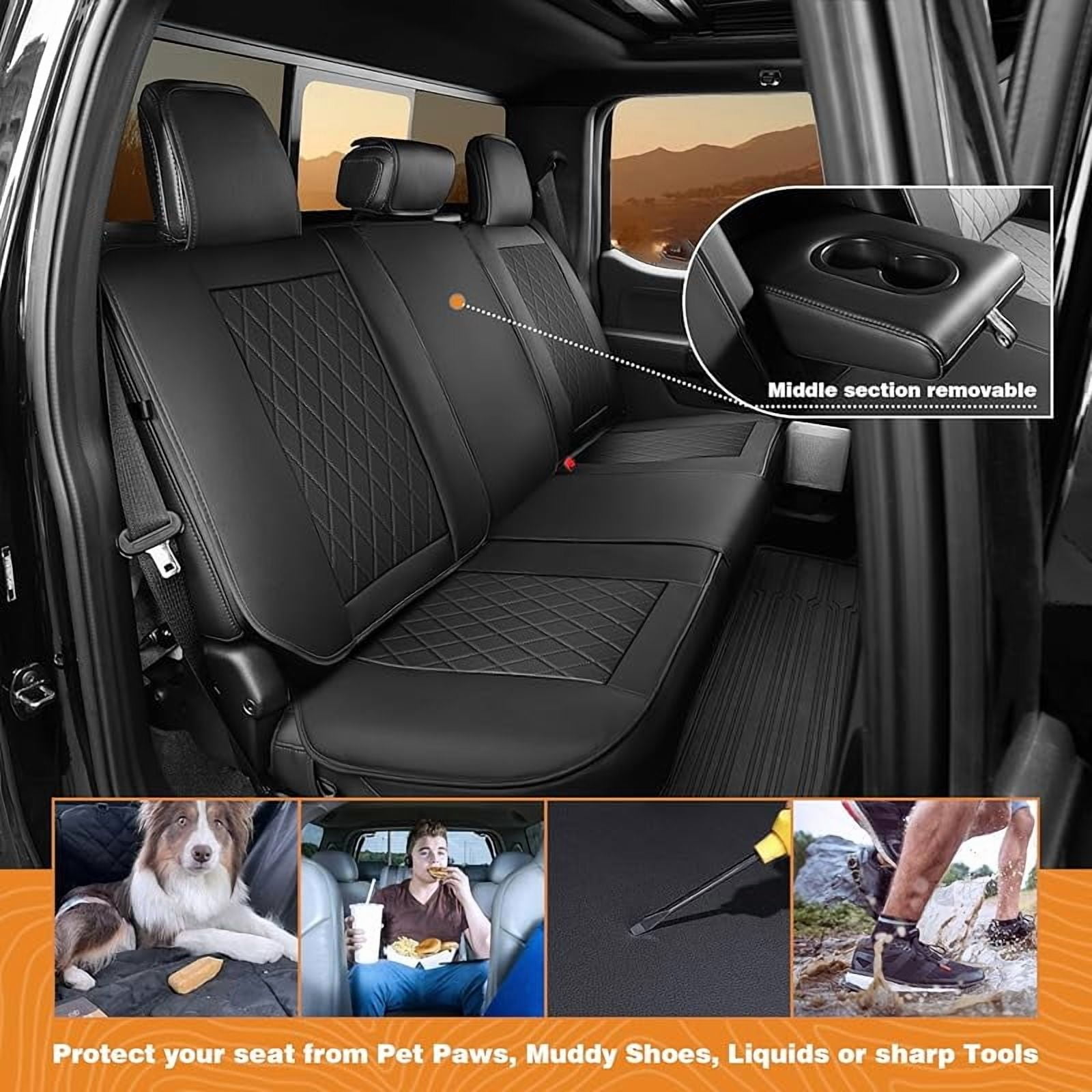 Seat Covers for 2009-2025 Ford F150 SuperCrew & 2017-2025 F250/F350/F450 Super Duty Crew Cab Pickup XL XLT Lariat King Ranch | Custom-Fit Front Seat Covers(Beige)