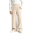 thumbnail image 4 of Girls Corduroy Sweatpants with Pockets Elastic Waist Baggy Fall Winter Casual Kids Active Pants Beige 14, 4 of 7