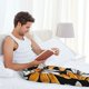 thumbnail image 5 of Balery Yellow White Daisy Pattern Pantalones de pijama para hombre, pijama ultraligero, pantalón de descanso-Medium, 5 of 6