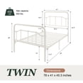 thumbnail image 3 of Amolife Twin Size Bed Frame, Metal Platform Bed with Vintage Headboard&Footboard, No Box Spring Required, Easy Assembly, White, 3 of 7