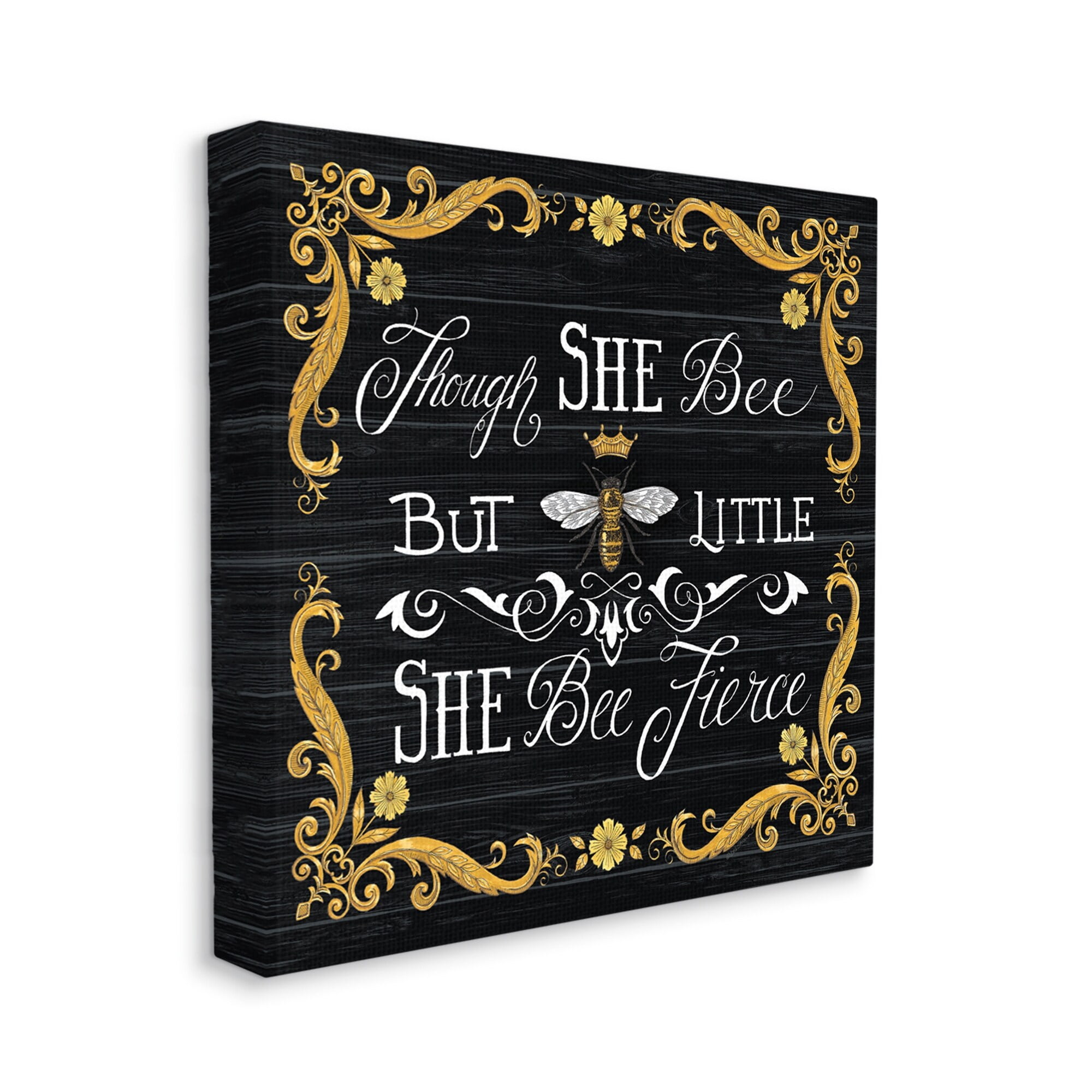 Stupell Industries She Bee Fierce Female Motivational Phrase Vintage Pun, 24 x 24,Design by Deb Strain