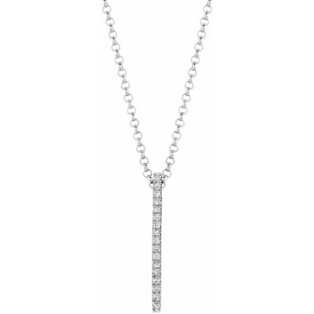 Diamond Accent Sterling Silver Large Stackable Long Stick Pendant