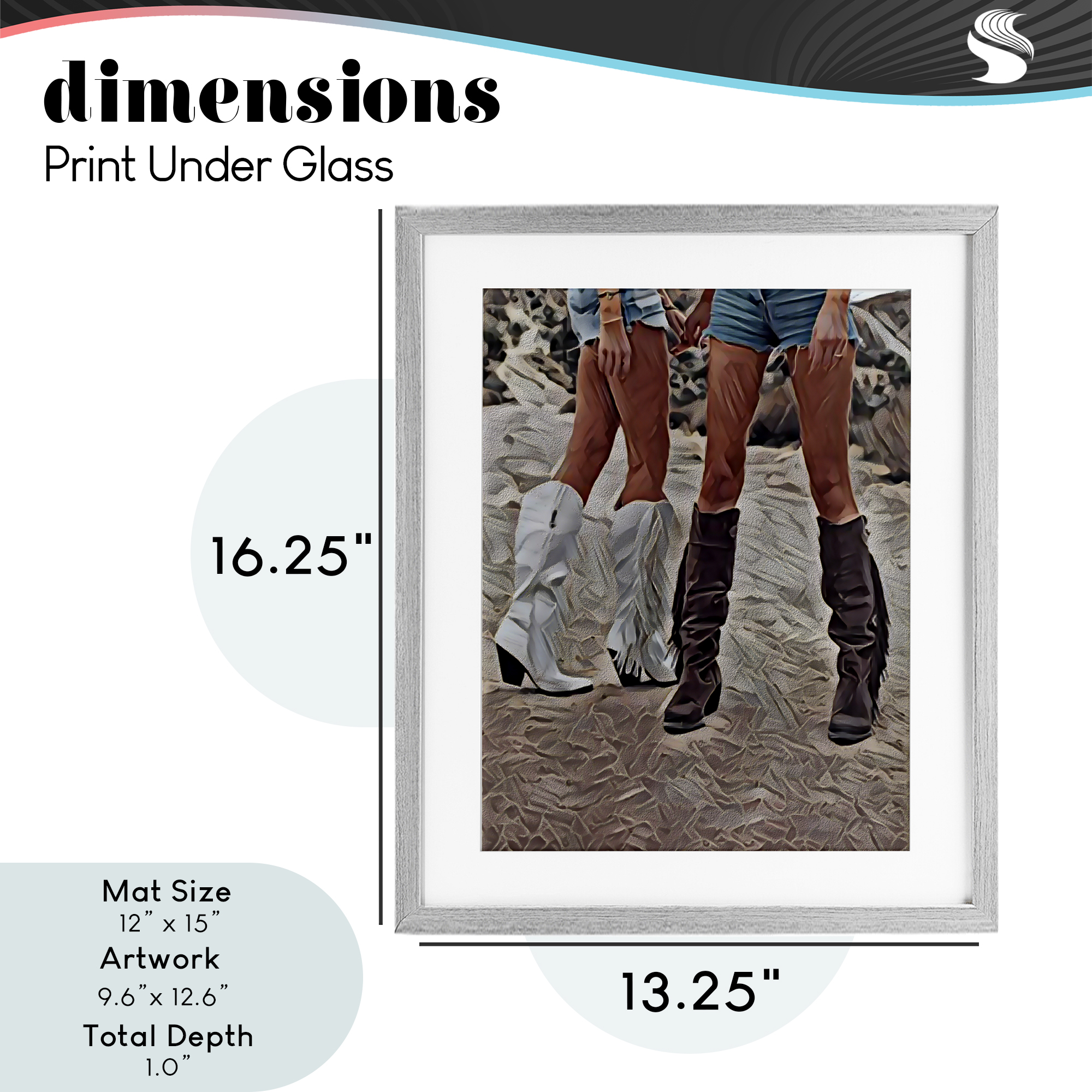 Rodeo Girls Friendship Gray Framed Print Under Glass, design by Jesse Keith