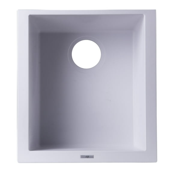 ALFI brand AB1720UM-W White 17" Undermount Rectangular Granite Composite Kitchen Prep Sink