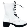 thumbnail image 2 of New Women's Lug Sole Platform Combat Ankle Bootie Lace up Side Zipper Bootie, 2 of 5