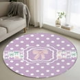 thumbnail image 2 of Round Rugs 3 Ft, Pink Bow Non Slip Area Rugs for Kitchen Bedroom Entryway, Modern Cartoon Cute Funny Dots Striped Washable Carpet Runner Rug Floor Mats for Bedroom Home Decor, 2 of 9