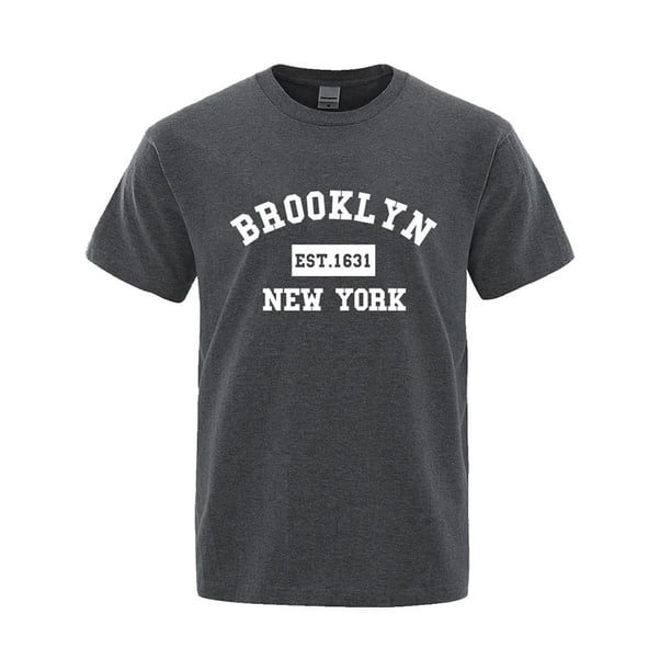 2025 Camiseta de hombre con estampado de letras de Nueva York - Corte holgado, tejido transpirable, informal de verano - XS-XXXL