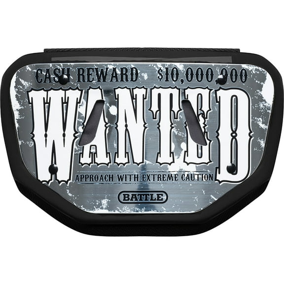 Battle Sports " Wanted " Chrome Football Back Plate - Adult - Silver with White Logo