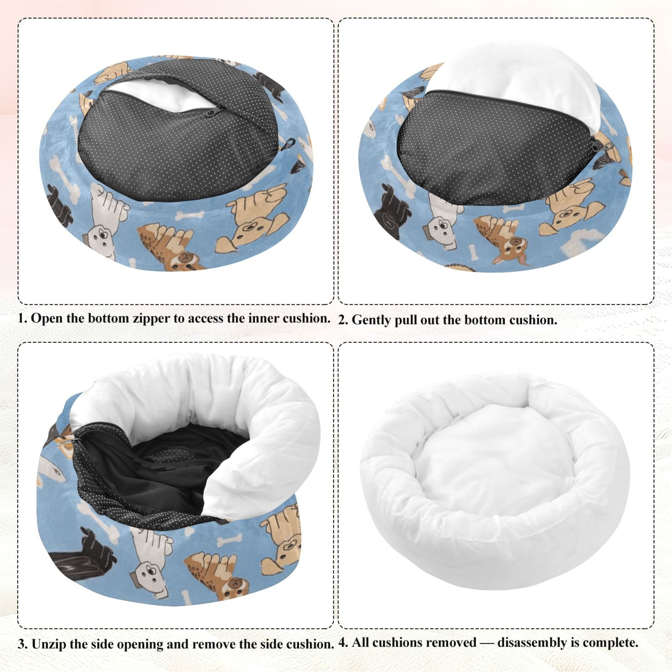 Iauyy Pet Couch Donut Cat Bed for Indoor Cats/Small Dogs Washable & Machine with Non-slip Bottom Calming Cat Furniture, Bone (M)