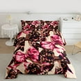 thumbnail image 3 of Homewish Leopard Print Bow Full Size Comforter Sets,Chic Bowtie Ribbon Bedding Comforter Set,Pink Beige Brown Bedding Sets For Girls Teens,Ultra Soft Home Decor Reversible,3-Piece, 3 of 9