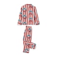 thumbnail image 3 of Argulvti Family Matching Christmas Pajama Set, Striped Bow Wreath Print Long Sleeve Button Down Tops Elastic Waist Pants, 3 of 7