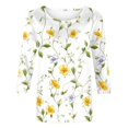 thumbnail image 4 of VBTAPA 3/4 Length Sleeve Womens Tops Vintage Floral Print Crewneck T-shirt Dressy Casual Summer Blouse Flash Sales of The Day Multicolor XXXL, 4 of 6