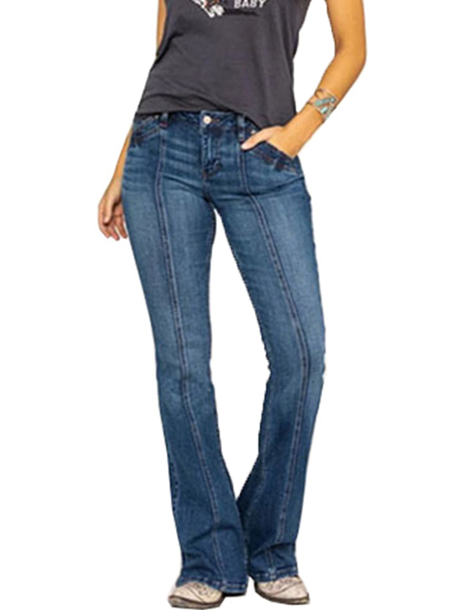 Women's Slim Fit Plus Size Flare Denim Skinny High Waist Stretch Jeans ...
