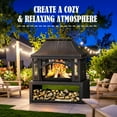 thumbnail image 3 of 39" Fire Pits with Wood Storage for Outside, Large Wood Burning Outdoor Fireplace with Chimney, Mesh Spark Screen & Fire Poker, Idea for Backyard, Patio, Party, Camping, Picnic, 3 of 6