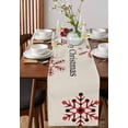 thumbnail image 4 of Red Truck Christmas Burlap-Cotton Table Runner 70 Inches Long,Xmas Tree Winter Snowflake Farmhouse Table Runners,Outdoor Dining Tablecloths Decor for Baby Shower/Party/Wedding 13x70, 4 of 9