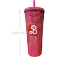 thumbnail image 3 of LANFENG Sparkling Pink 24oz Tumbler Water Bottle with Straw Office & Outdoor Girls Travel Cup, 3 of 6
