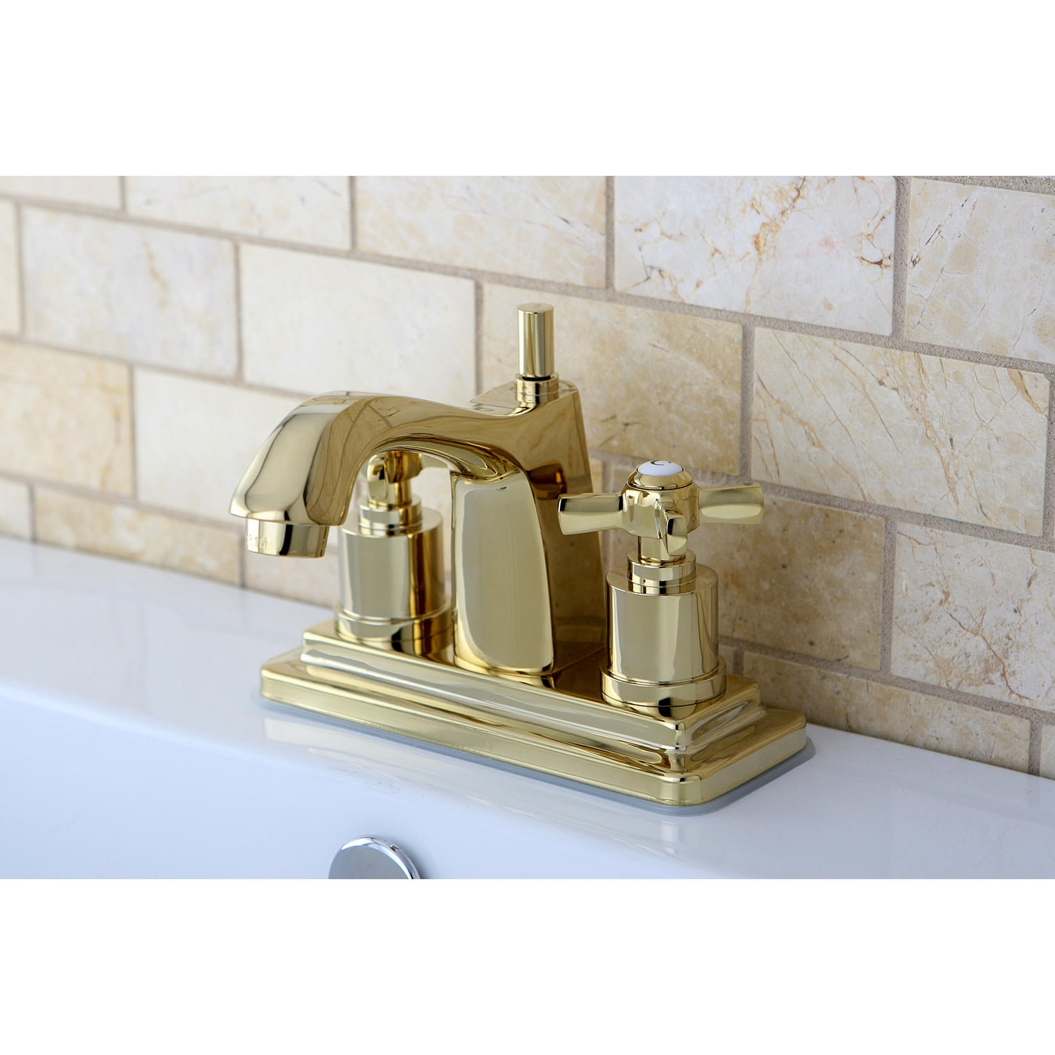 Kingston Brass KS8642ZX 4 in. Centerset Bathroom Faucet, Polished Brass