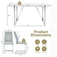 thumbnail image 4 of JUFU 7-Piece 55'' White Dining Set with Grey PU Chairs and Silver Metal Frame, 4 of 10